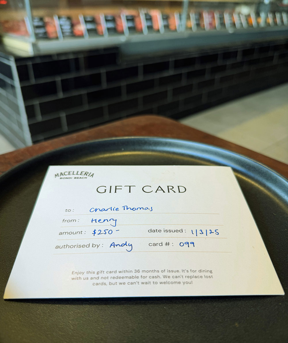 Macelleria Bondi Gift Voucher